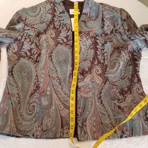 New Tradition Paisley Print Blue and Brown Blazer Size 18 - Picture 8 of 10